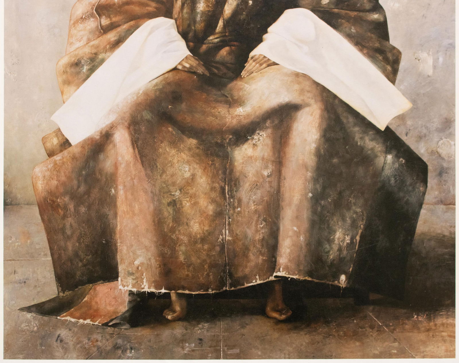 Large C. 2000s After Lu Jian Jun, Portrait of a Woman Seated on a Chair, Print on Canvas - 3