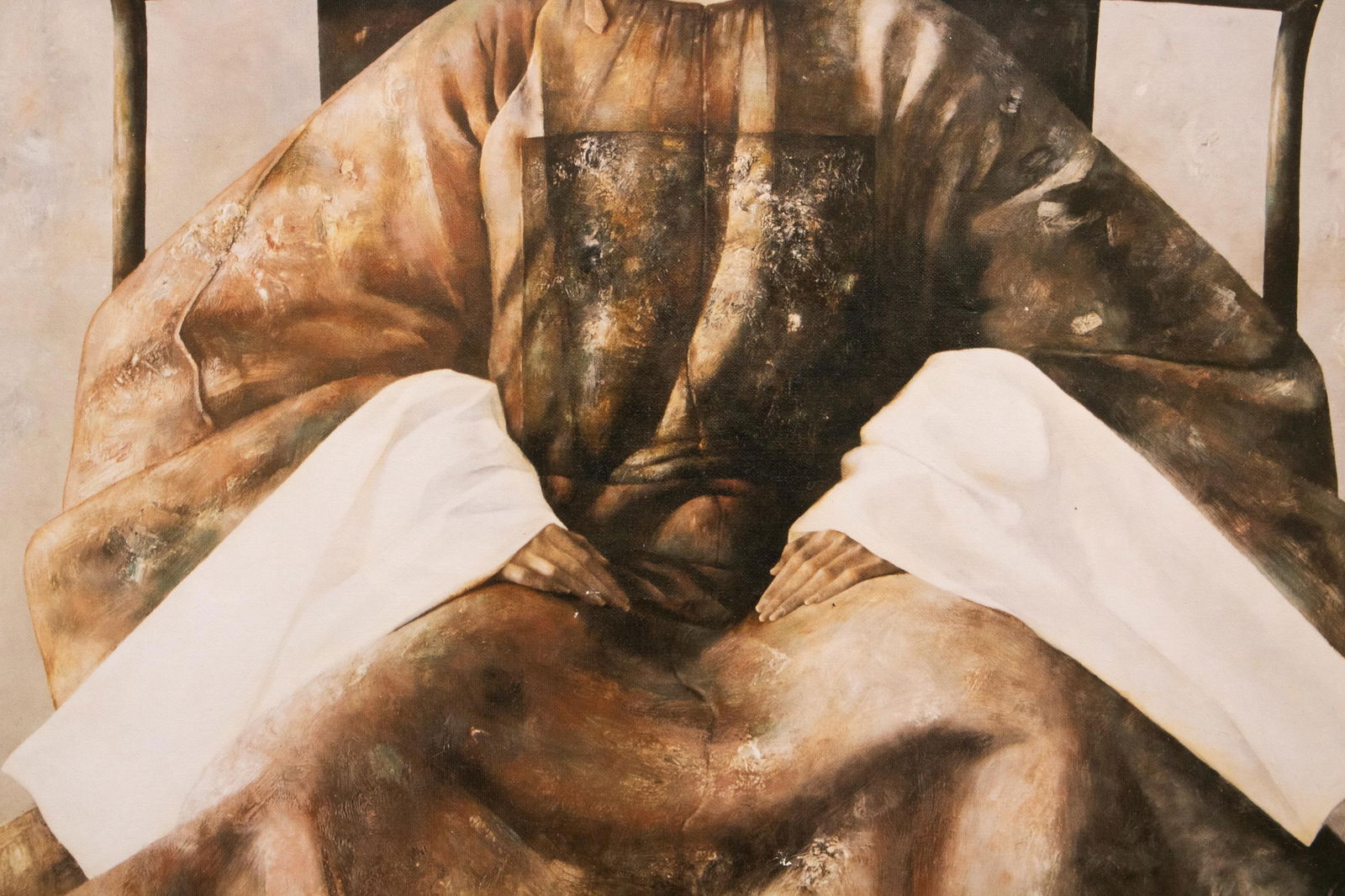 Large C. 2000s After Lu Jian Jun, Portrait of a Woman Seated on a Chair, Print on Canvas - 4