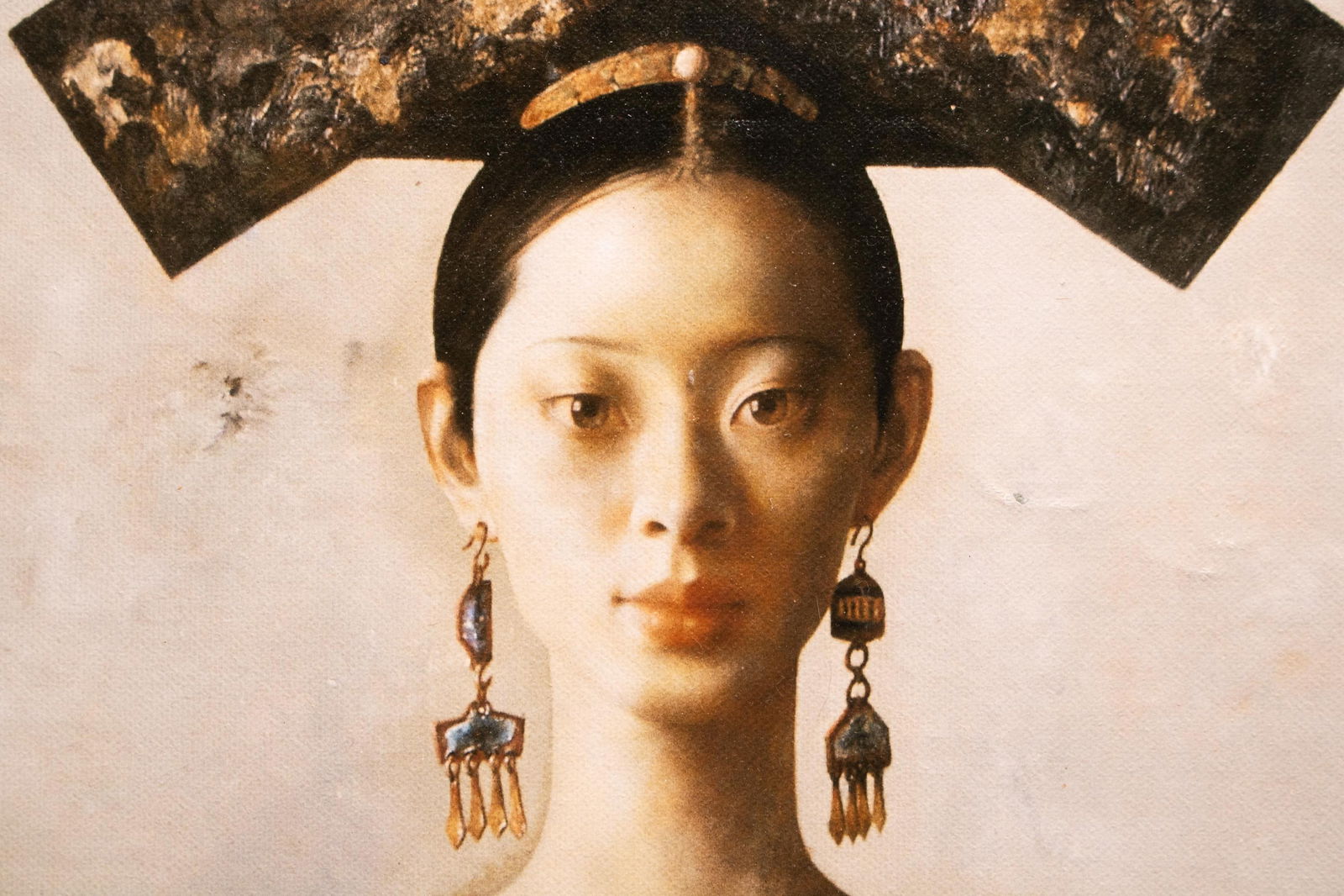 Large C. 2000s After Lu Jian Jun, Portrait of a Woman Seated on a Chair, Print on Canvas - 8