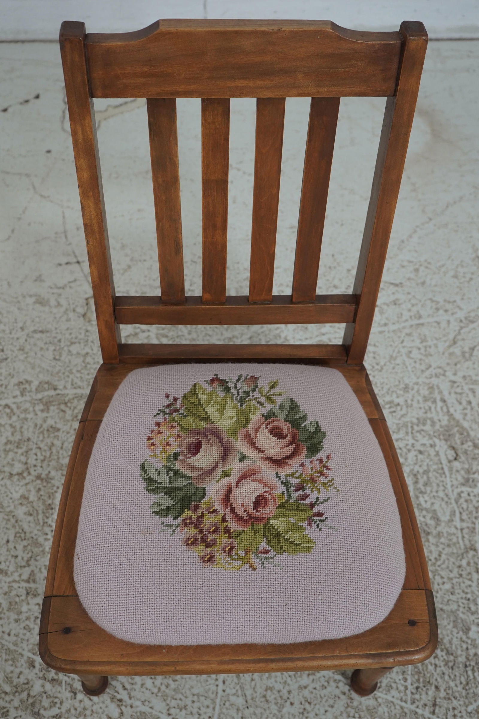 Diminutive Childs Size Walnut Needlepoint Chair - 2
