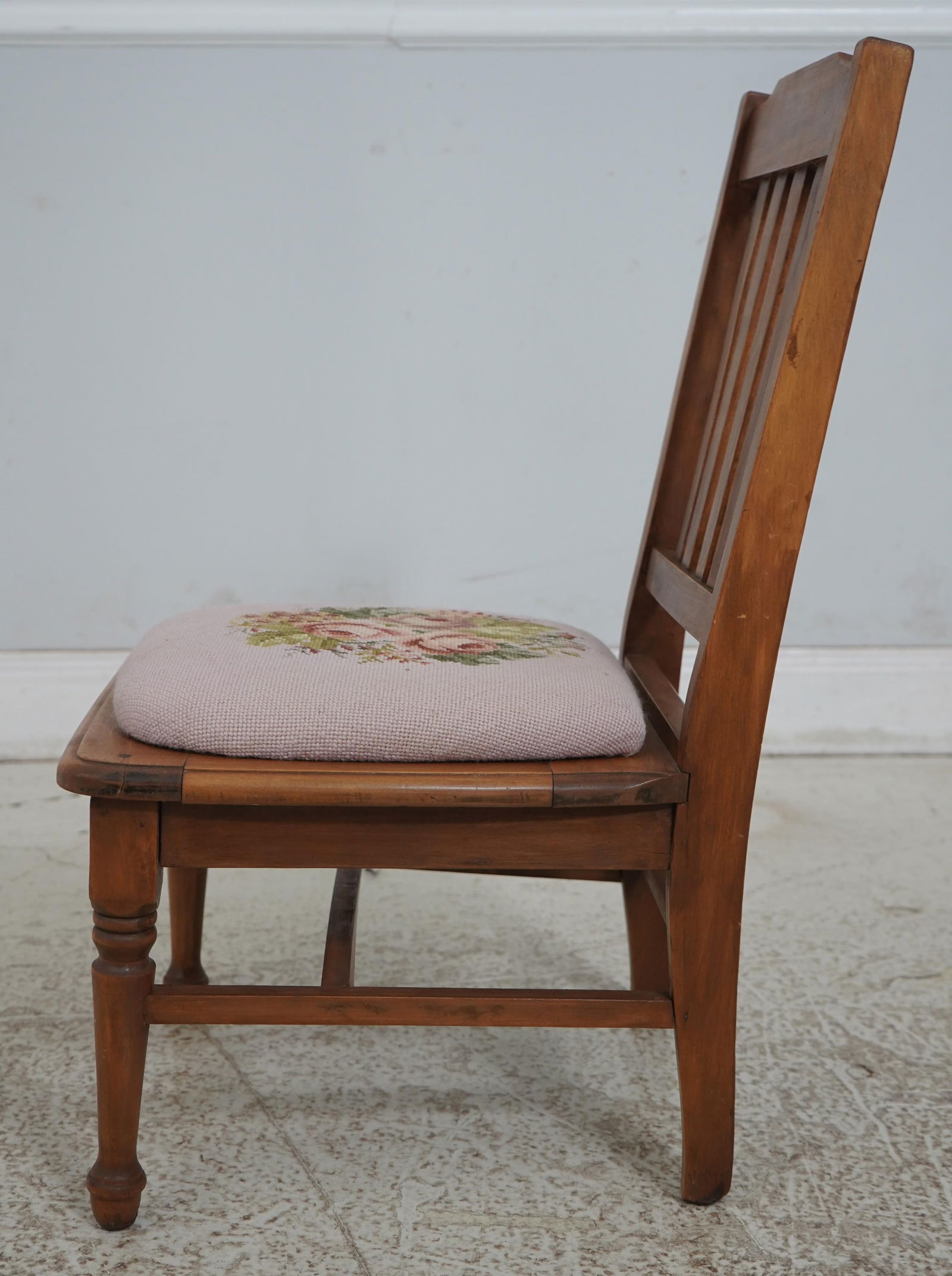 Diminutive Childs Size Walnut Needlepoint Chair - 3
