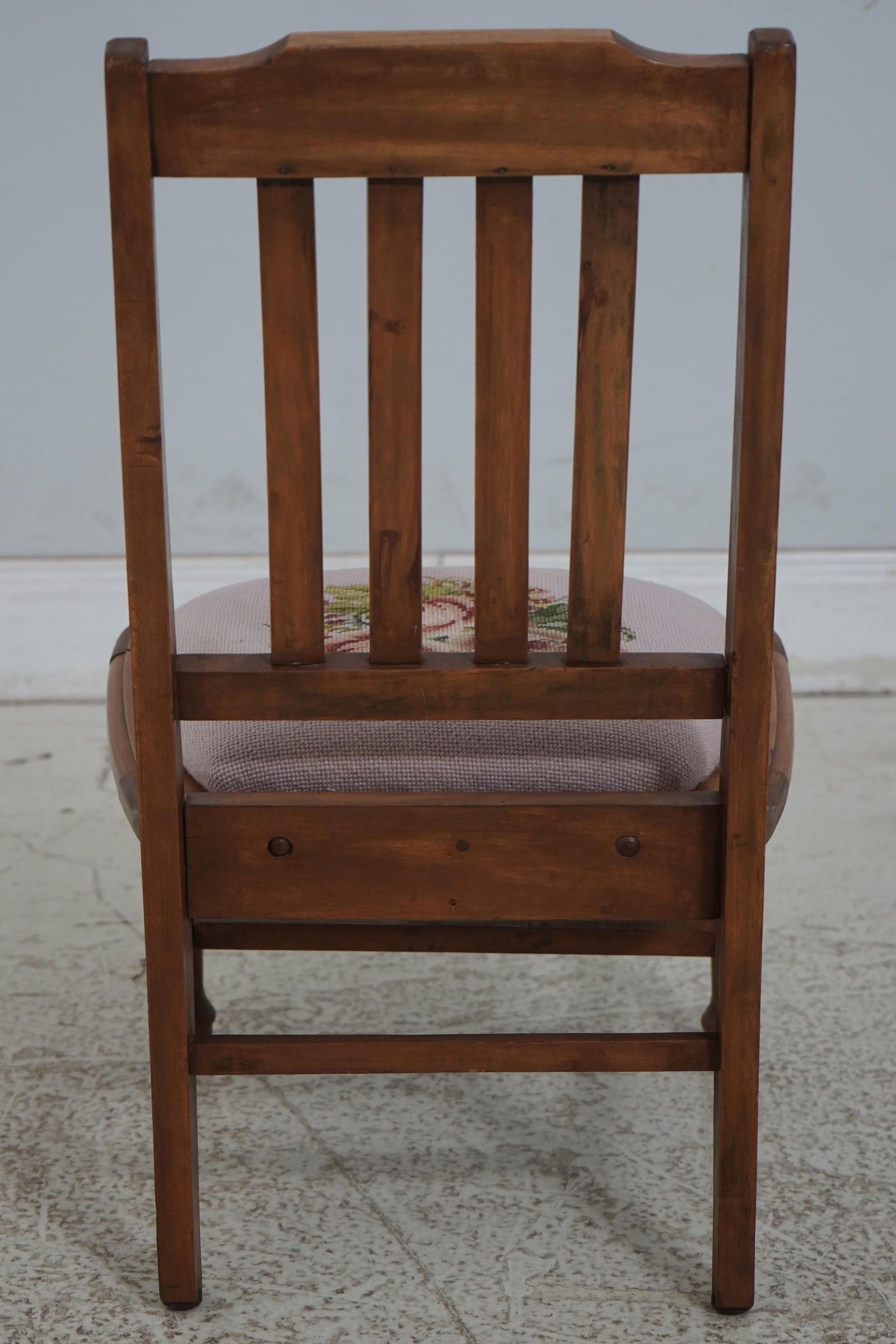 Diminutive Childs Size Walnut Needlepoint Chair - 4