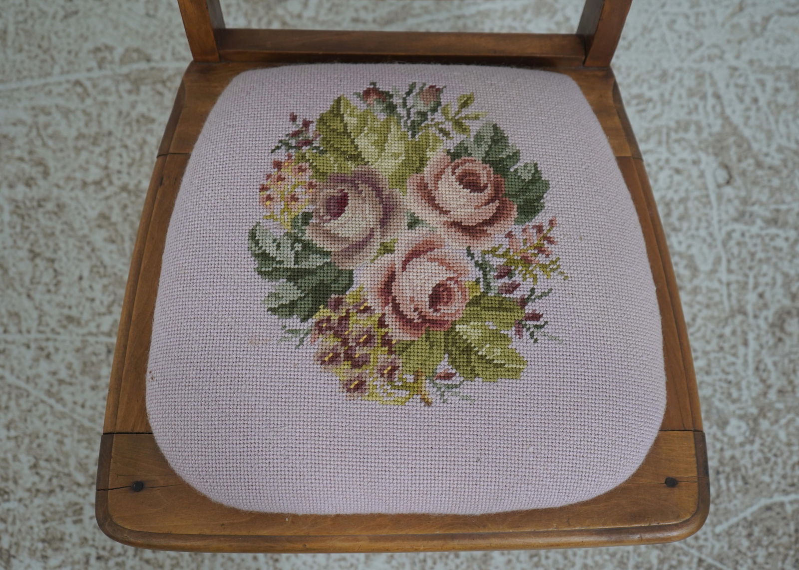 Diminutive Childs Size Walnut Needlepoint Chair - 6