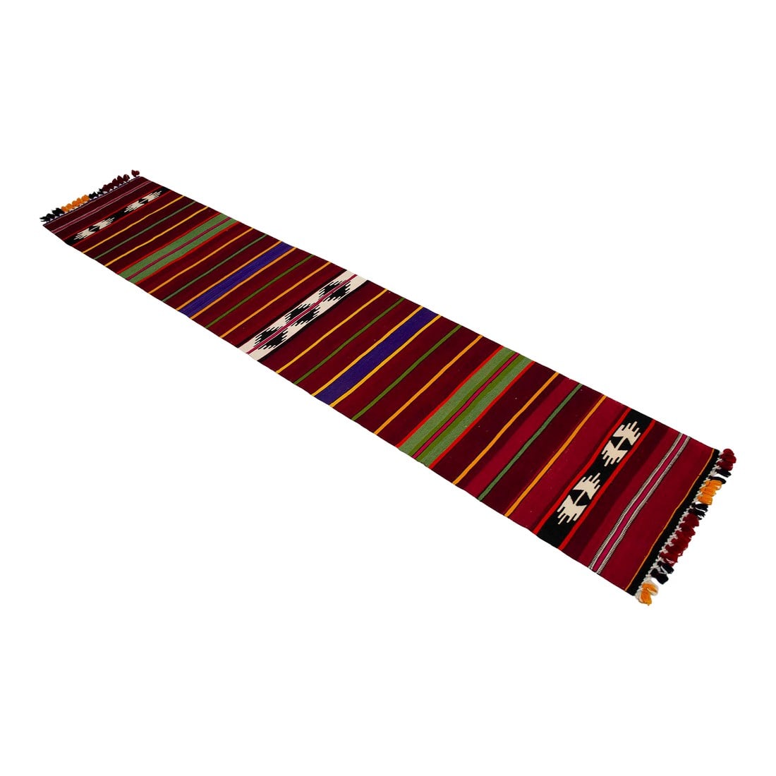 1990s Hand Made Short Narrow Runner Rug Turkish Kilim Hallway Rug - 1"²11"³ Ã— (1 of 12)