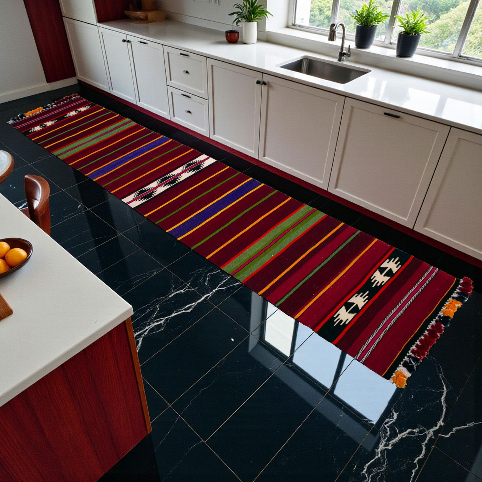 1990s Hand Made Short Narrow Runner Rug Turkish Kilim Hallway Rug - 1"²11"³ Ã— - 3