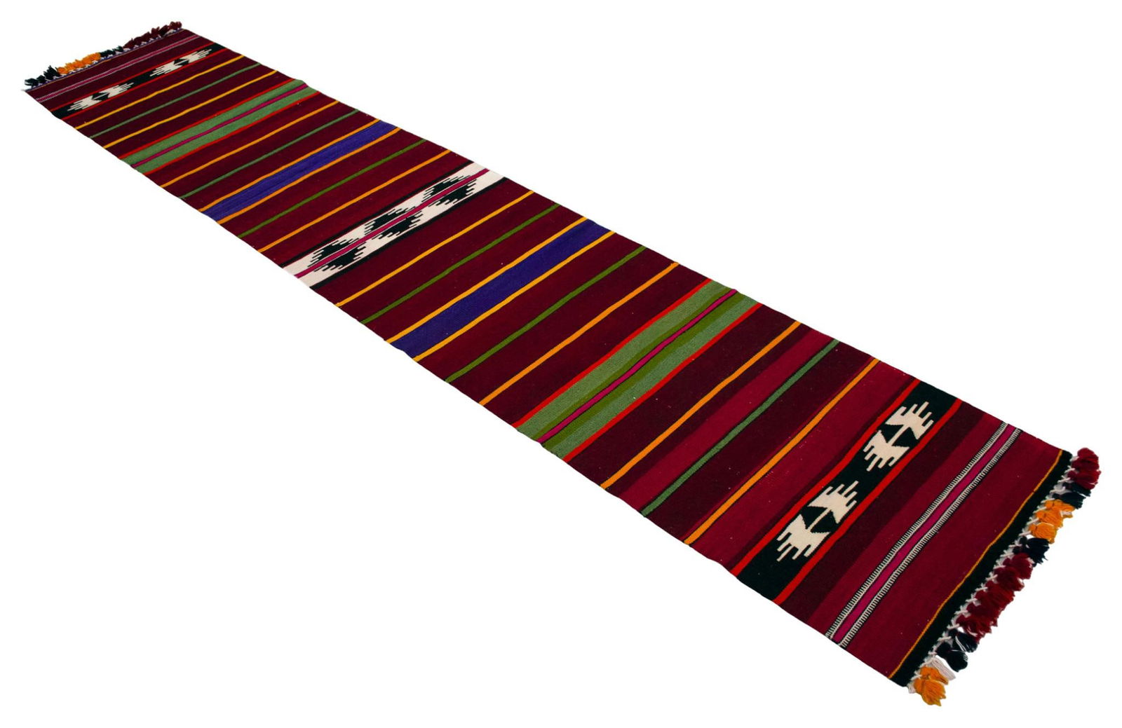 1990s Hand Made Short Narrow Runner Rug Turkish Kilim Hallway Rug - 1"²11"³ Ã— - 7