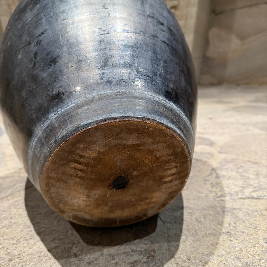 1960s Black Pottery Metallic Planter Style Fantoni - 10