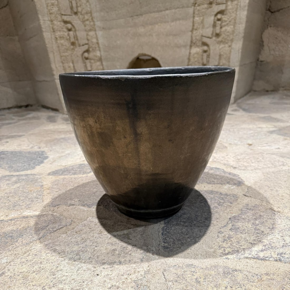 1960s Black Pottery Metallic Planter Style Fantoni - 11