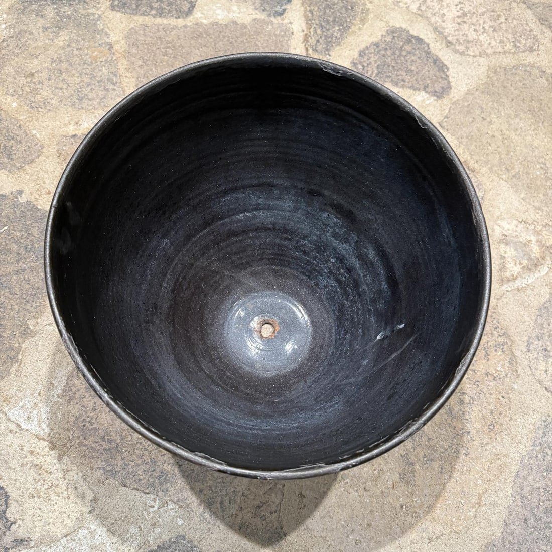 1960s Black Pottery Metallic Planter Style Fantoni - 12