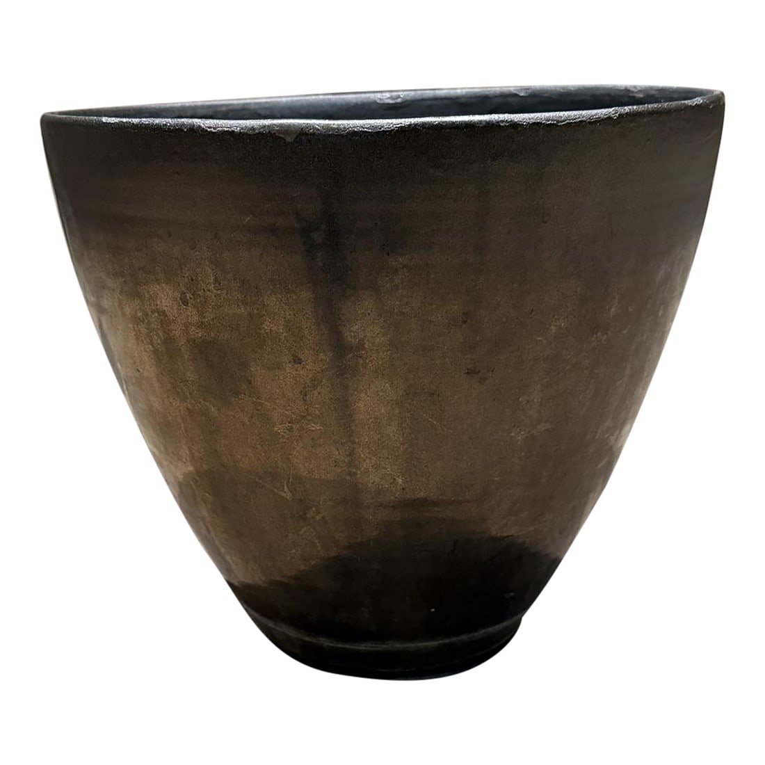 1960s Black Pottery Metallic Planter Style Fantoni (1 of 12)