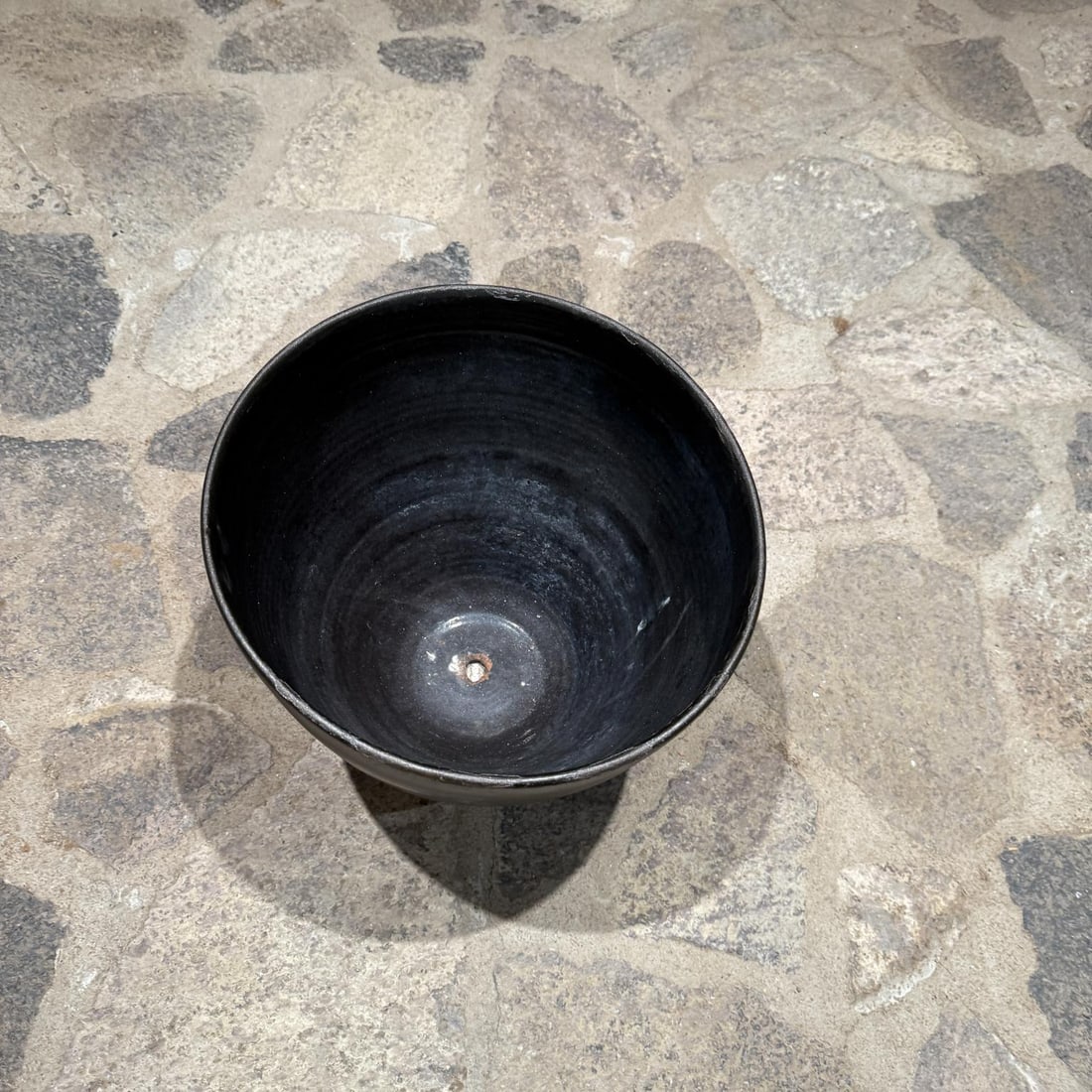 1960s Black Pottery Metallic Planter Style Fantoni - 3