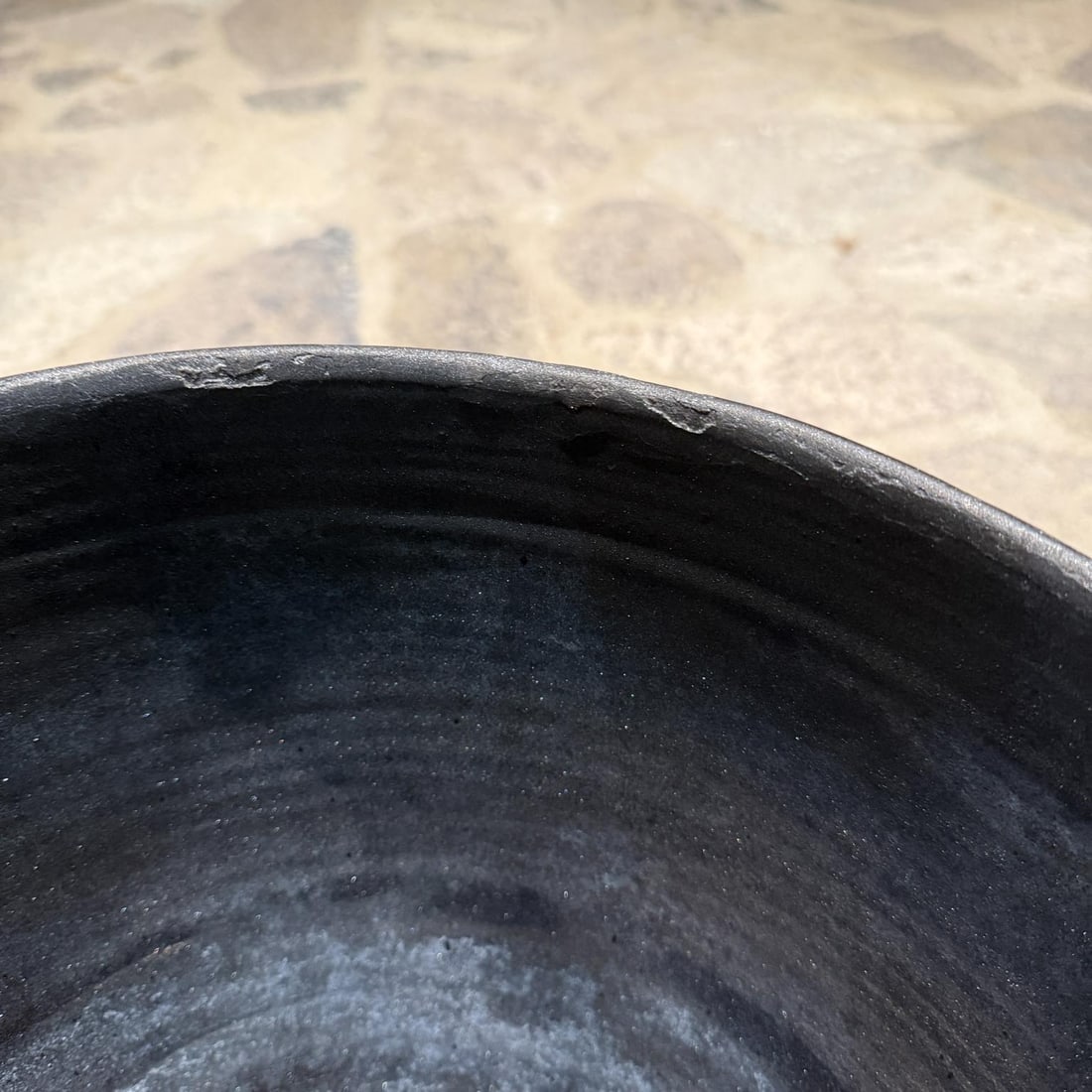 1960s Black Pottery Metallic Planter Style Fantoni - 4