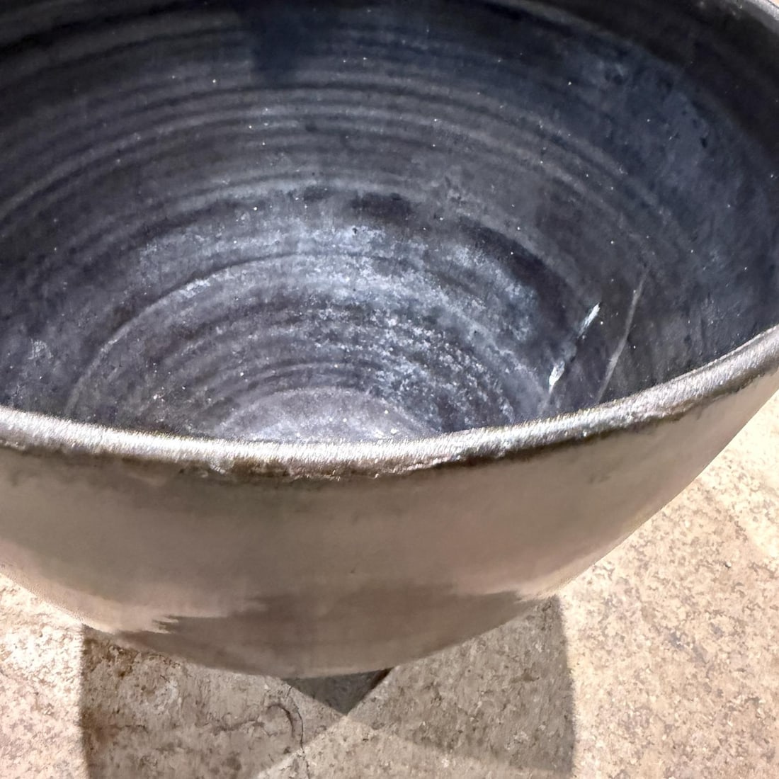 1960s Black Pottery Metallic Planter Style Fantoni - 5