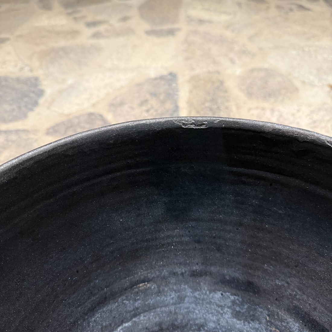 1960s Black Pottery Metallic Planter Style Fantoni - 6