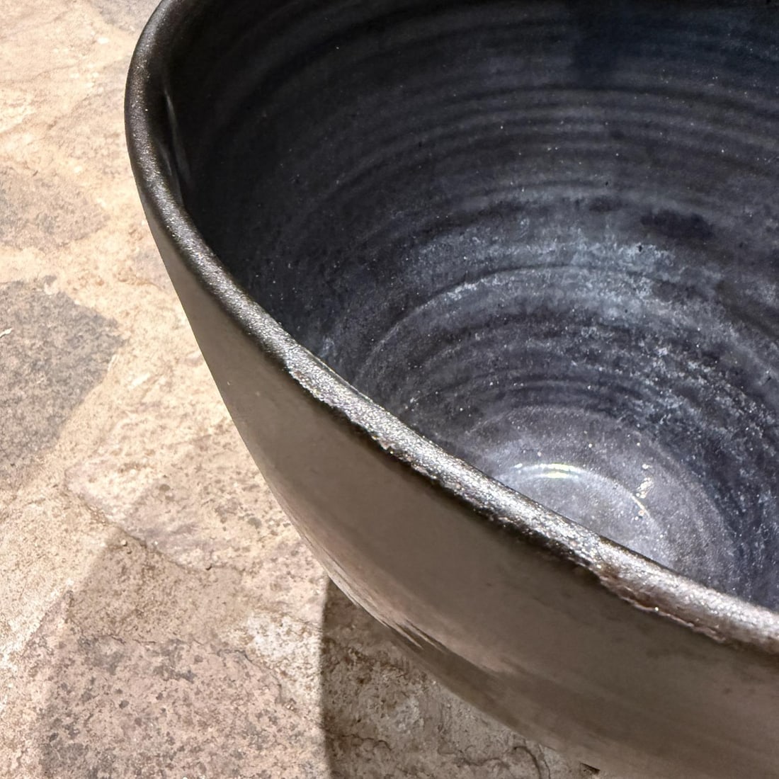 1960s Black Pottery Metallic Planter Style Fantoni - 9