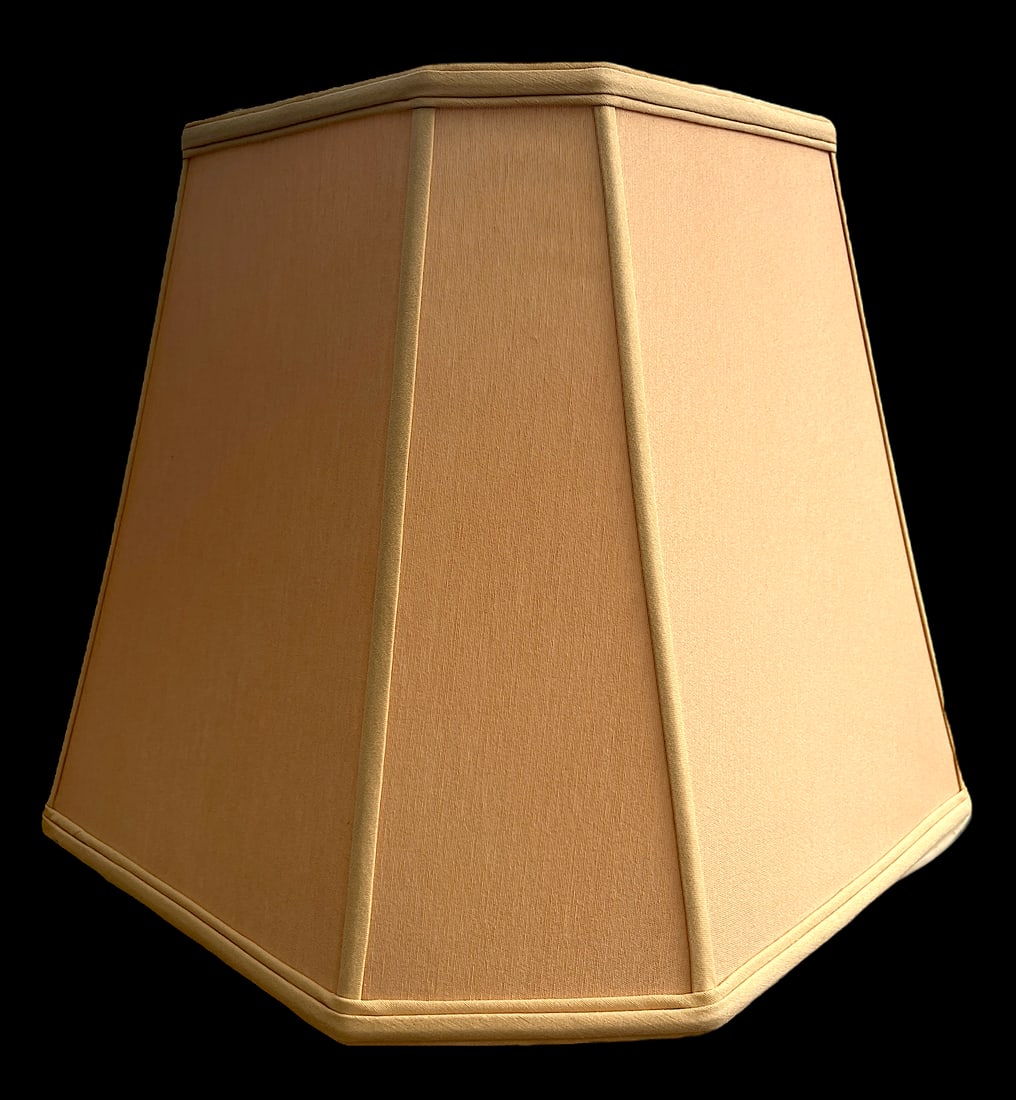 Large Blush Pink and Beige Cloth Rectangular Corner Lamp Shade - 4