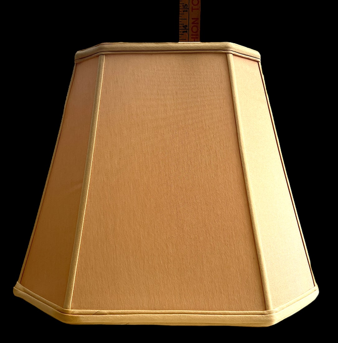 Large Blush Pink and Beige Cloth Rectangular Corner Lamp Shade - 6