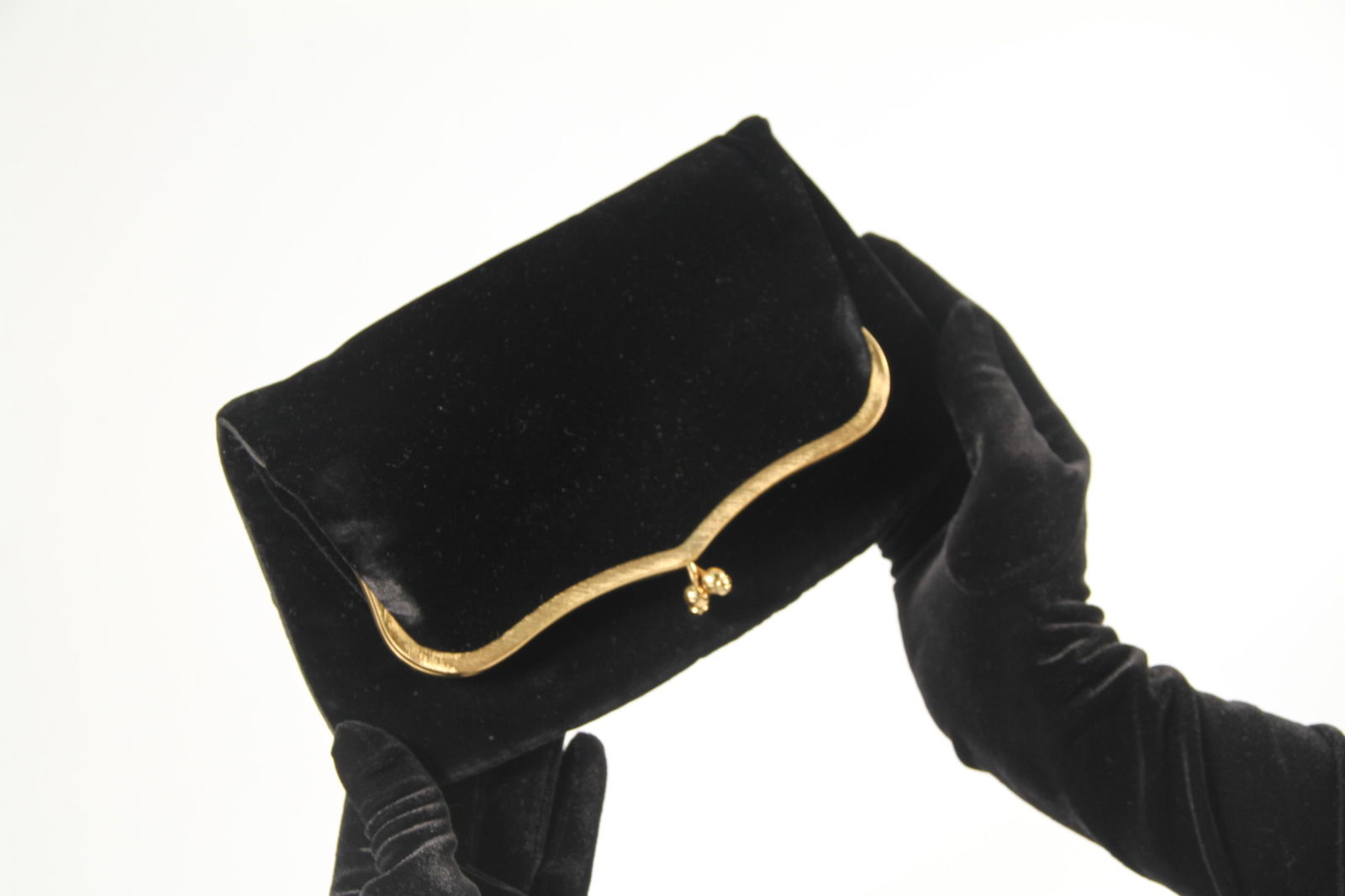 Black Velvet Foldover Clutch by MM "Morris Moskowitz" - 3