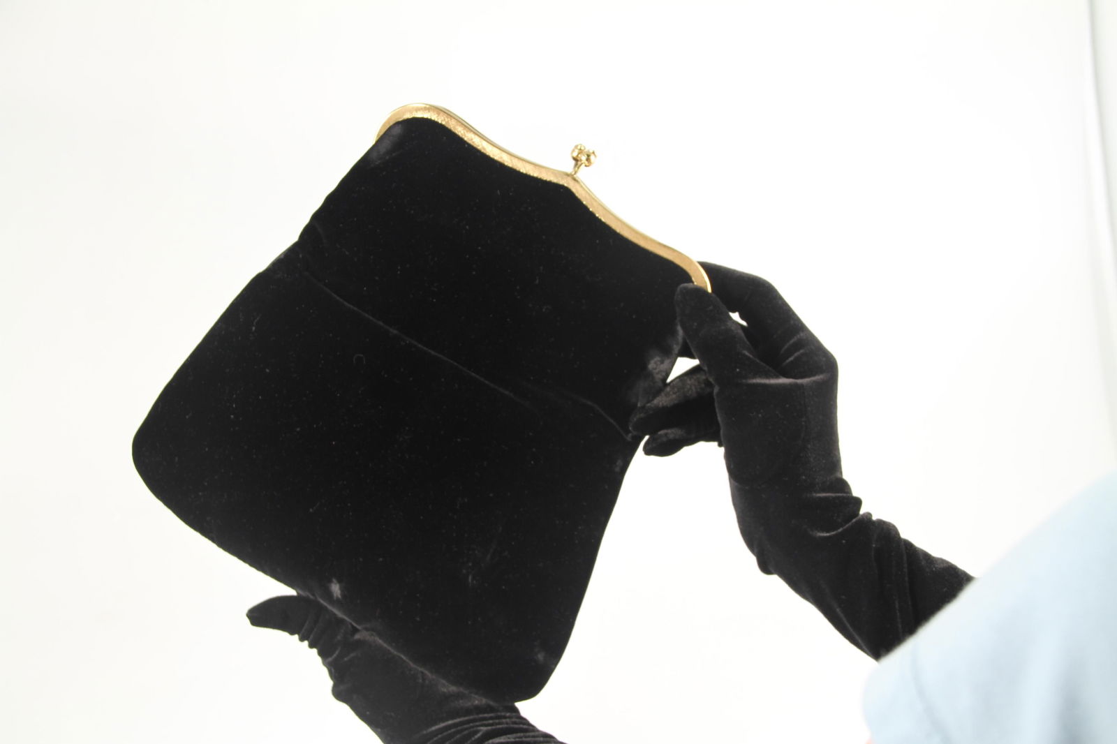 Black Velvet Foldover Clutch by MM "Morris Moskowitz" - 8