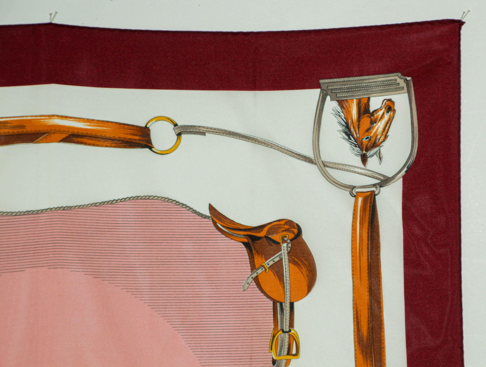 Vintage Pink Scarf with Equestrian Royal Horse Carriages Motif - 10