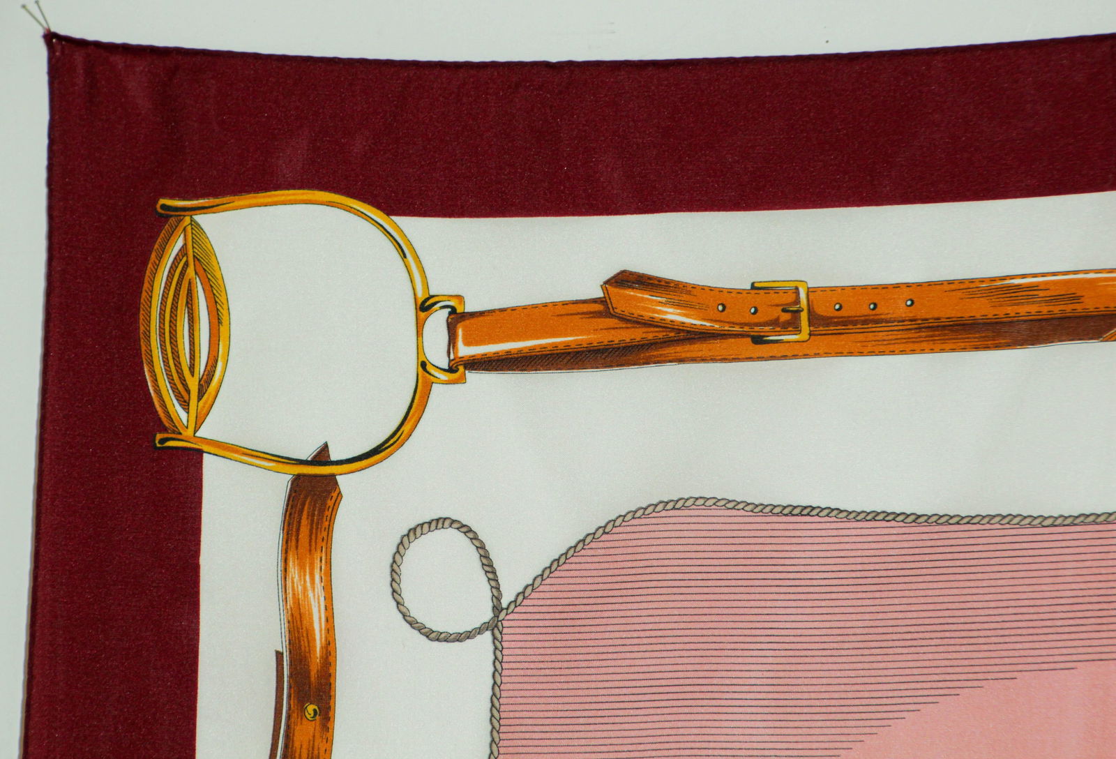 Vintage Pink Scarf with Equestrian Royal Horse Carriages Motif - 2