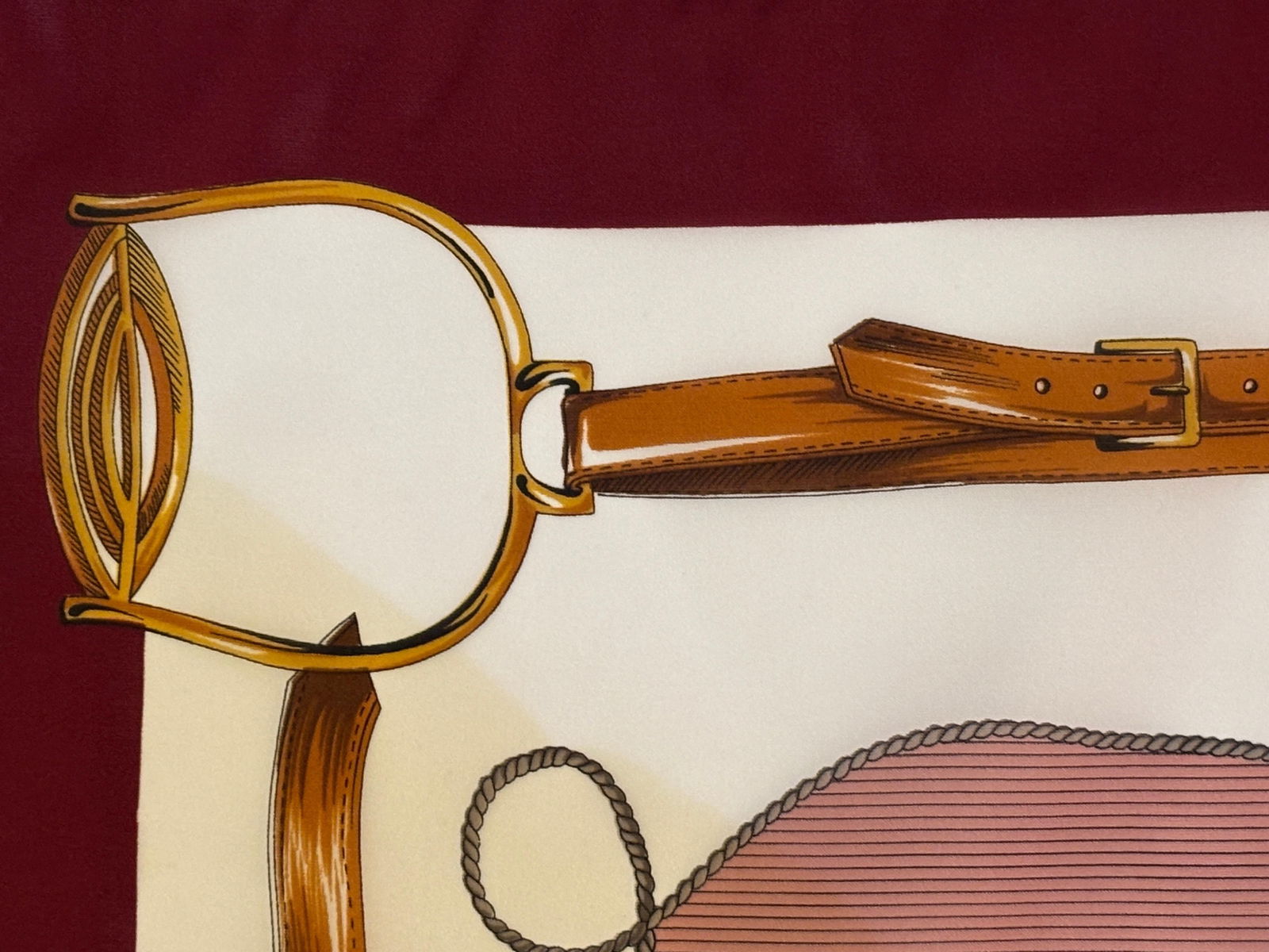 Vintage Pink Scarf with Equestrian Royal Horse Carriages Motif - 4