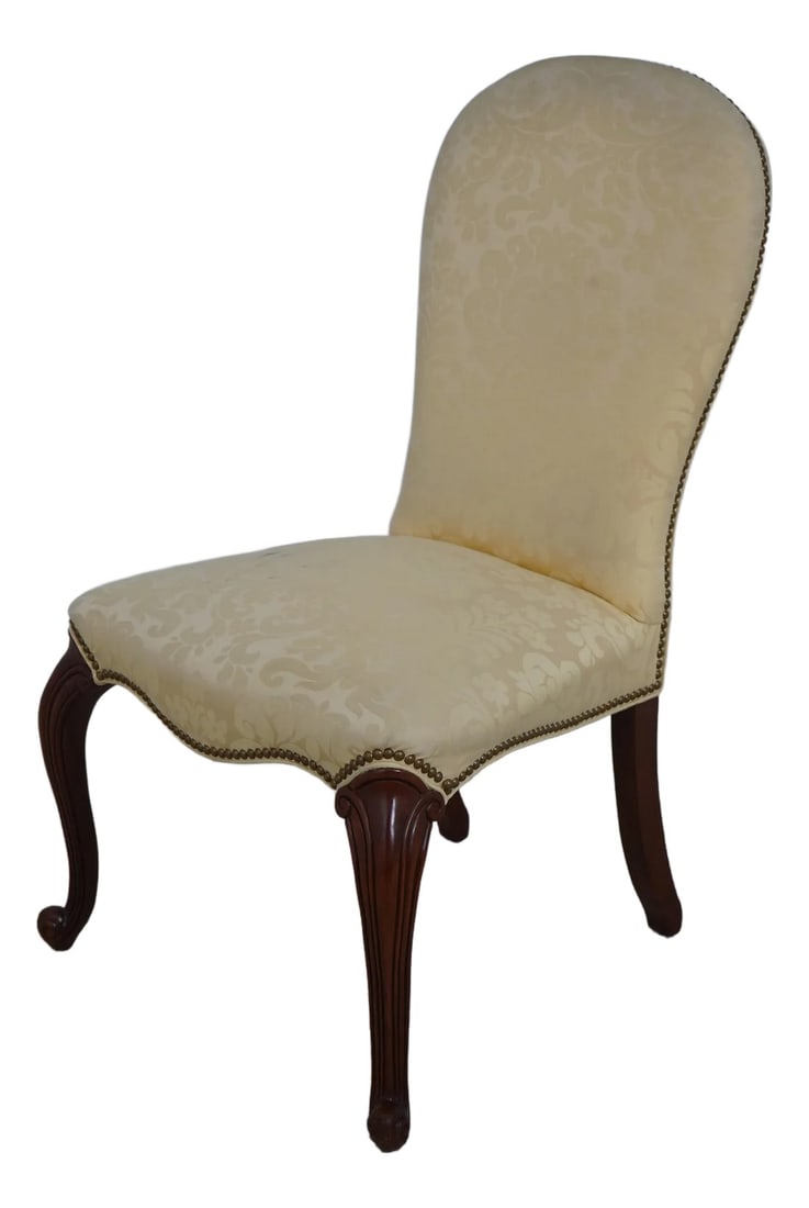 Hickory Chair Co Damask Upholstered Scrolled Leg Chair (1 of 12)