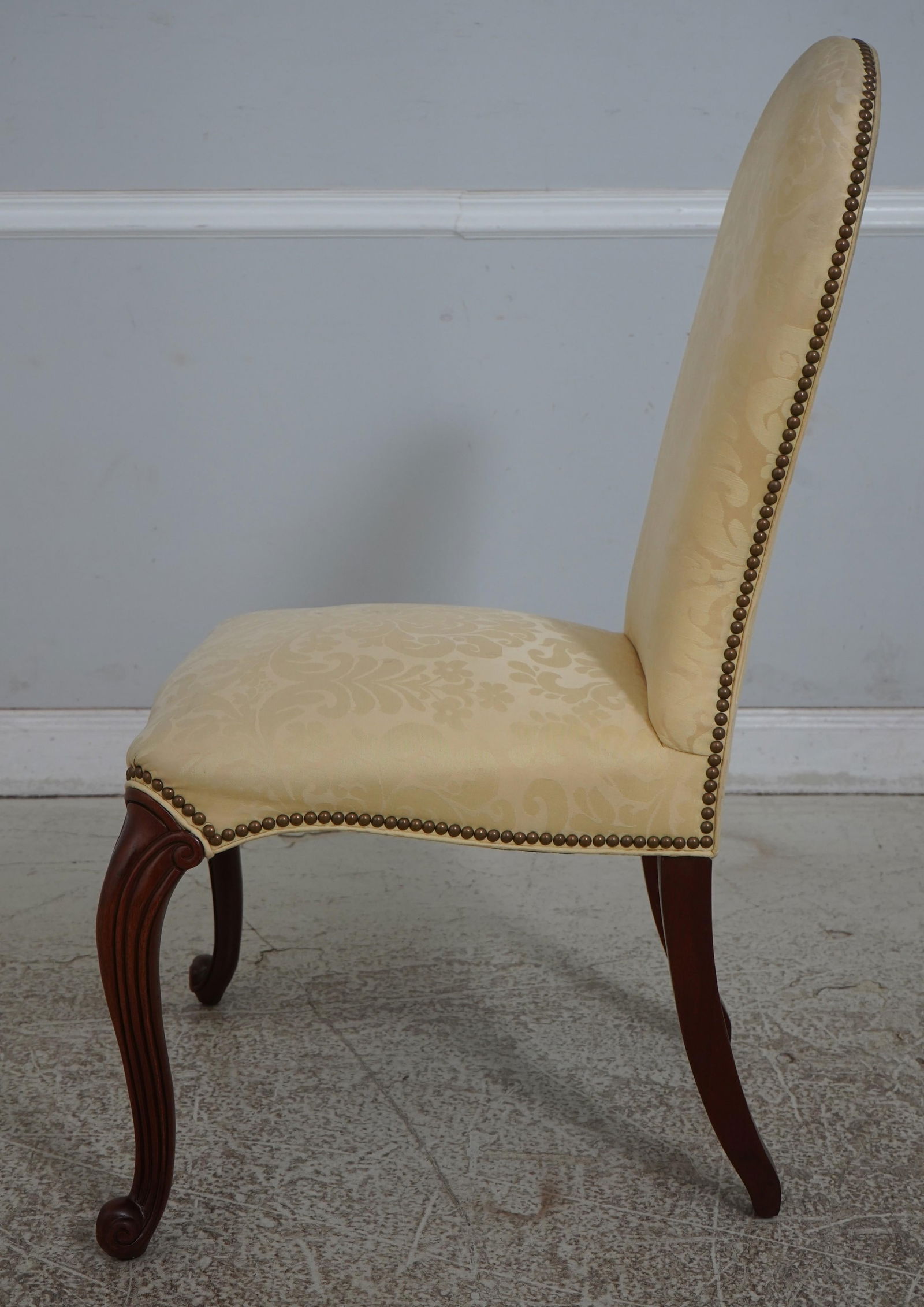 Hickory Chair Co Damask Upholstered Scrolled Leg Chair - 3
