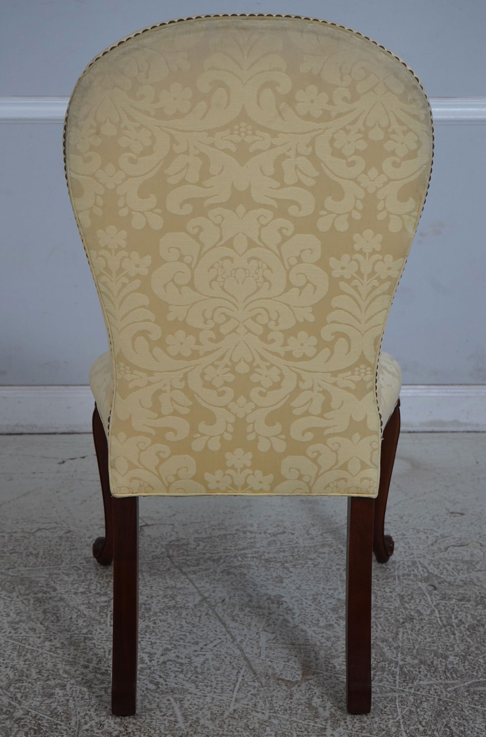 Hickory Chair Co Damask Upholstered Scrolled Leg Chair - 4