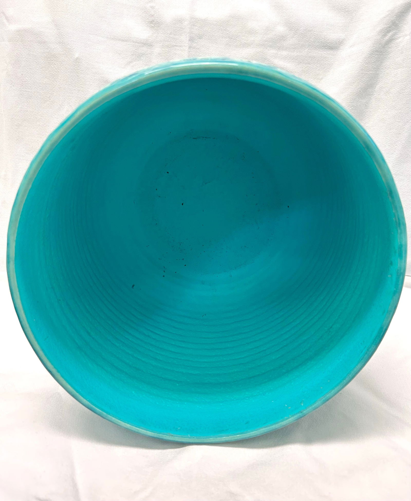 Vintage Large Textured Turquoise Planter - 6