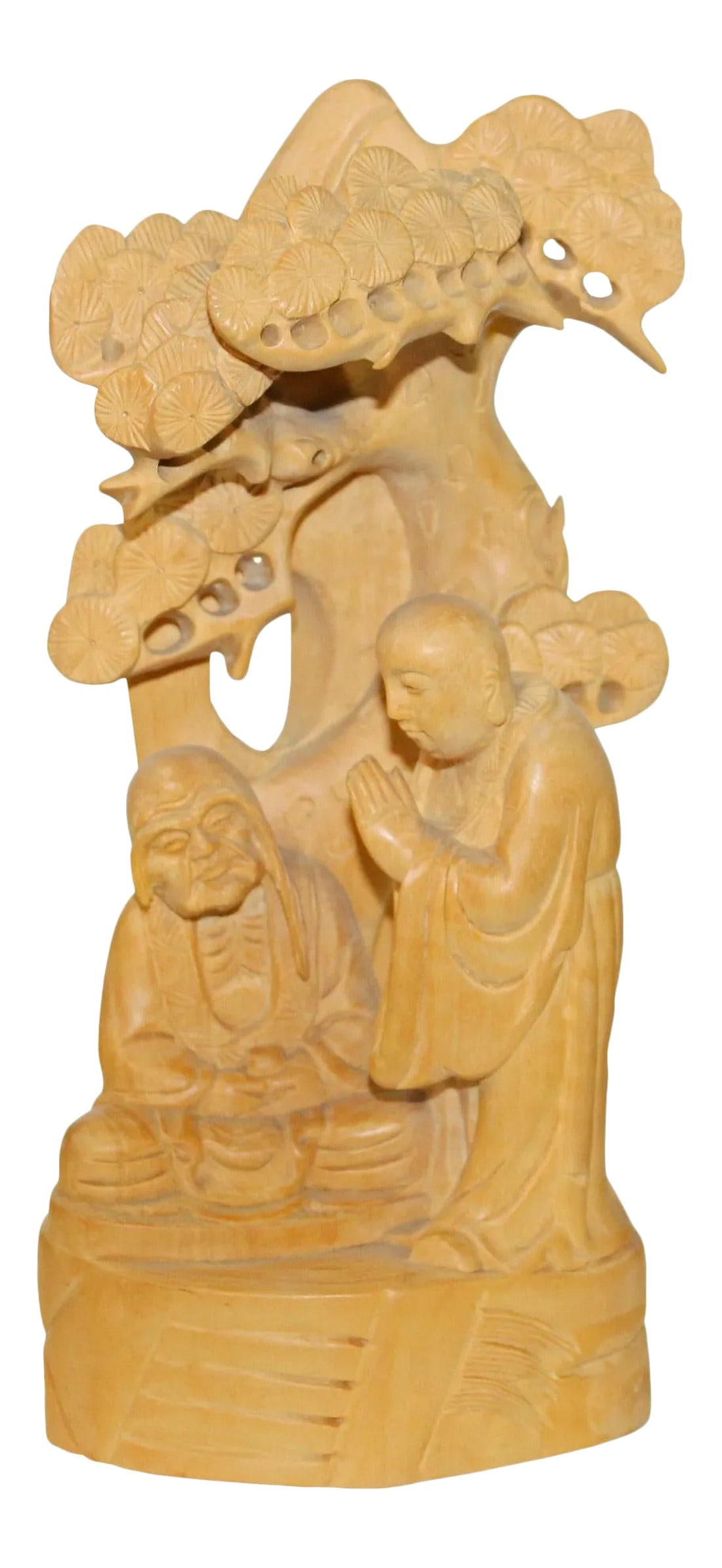 Zen Master Lecture Under Juniper Tree Box Wood Carving Figure N591S (1 of 6)