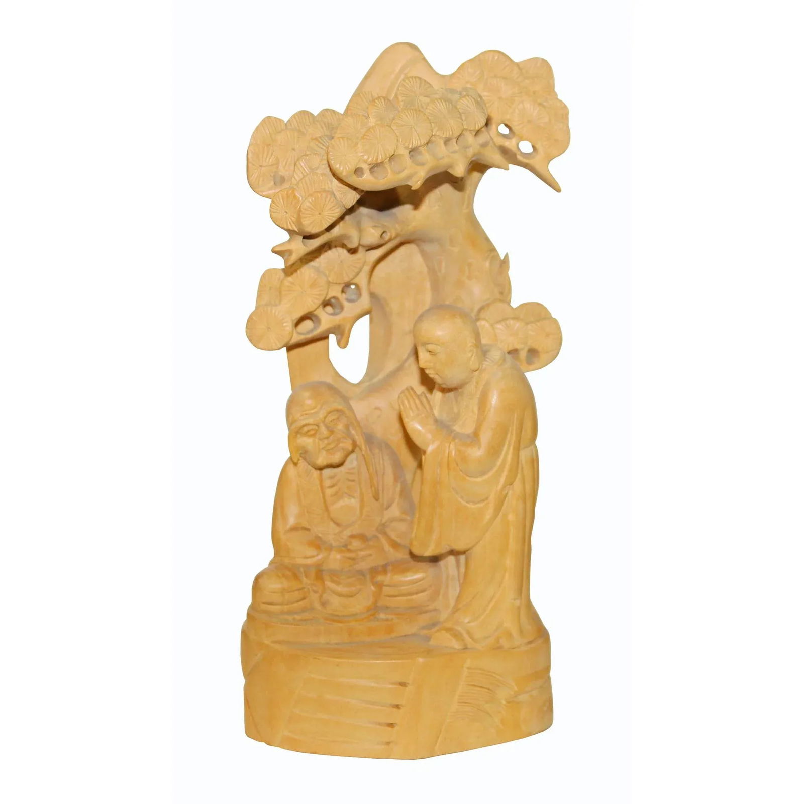 Zen Master Lecture Under Juniper Tree Box Wood Carving Figure N591S - 6