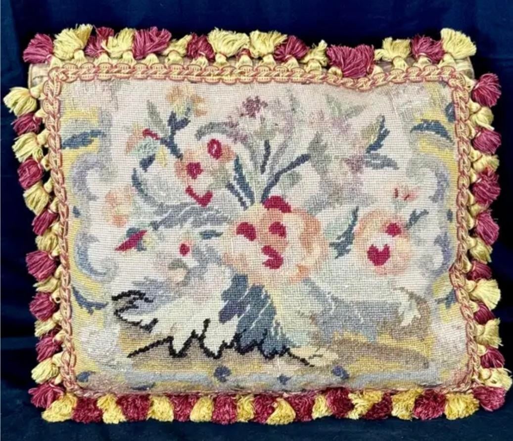 Needlepoint Floral Tapestry Pillows, Set of Two - 5