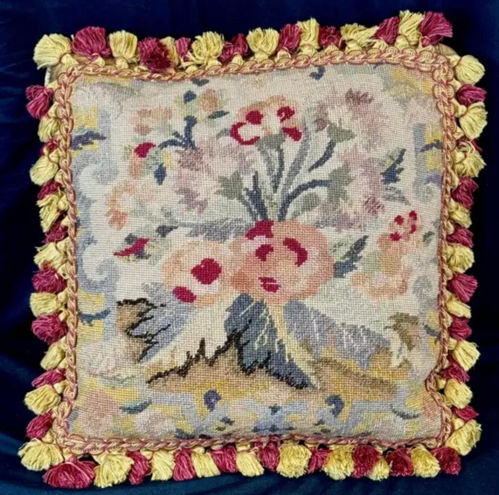 Needlepoint Floral Tapestry Pillows, Set of Two - 7