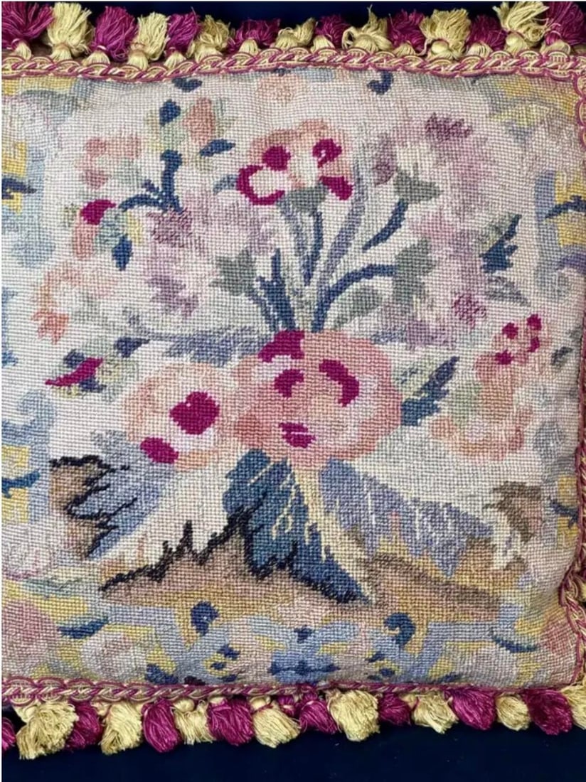 Needlepoint Floral Tapestry Pillows, Set of Two - 8