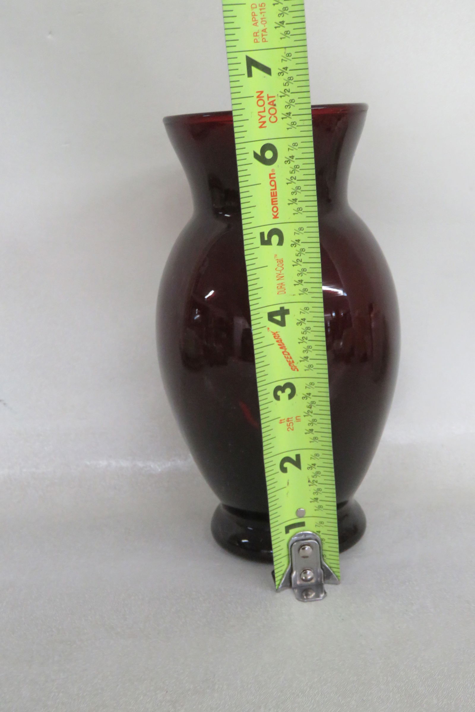 Mid Century Anchor Hocking Depression Glass Ruby Red Vase 4398b - 3