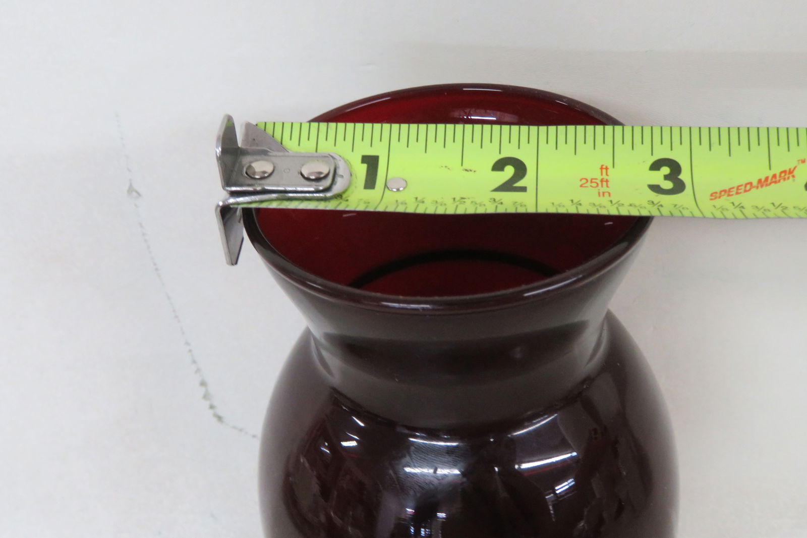 Mid Century Anchor Hocking Depression Glass Ruby Red Vase 4398b - 4