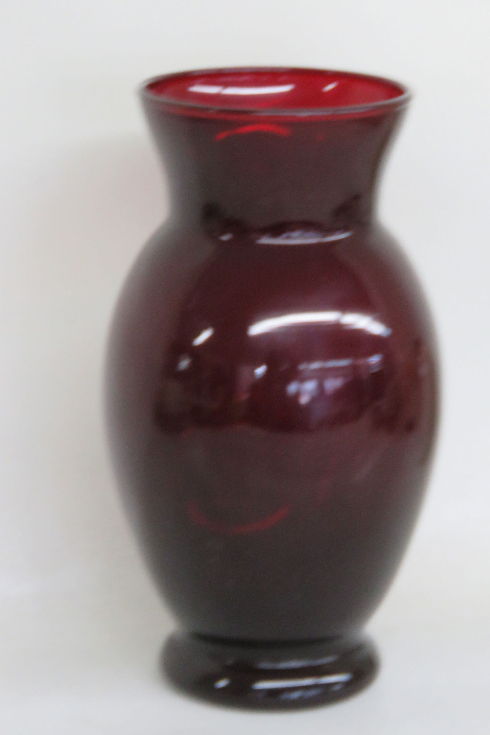 Mid Century Anchor Hocking Depression Glass Ruby Red Vase 4398b - 8