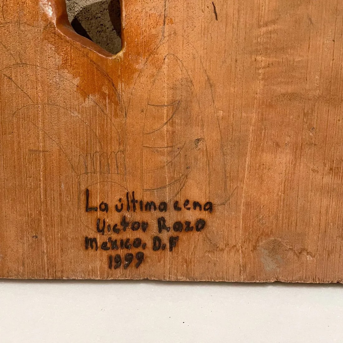 1999 Victor Rozo Last Supper Abstract Wood Sculpture Mexico Df - 12