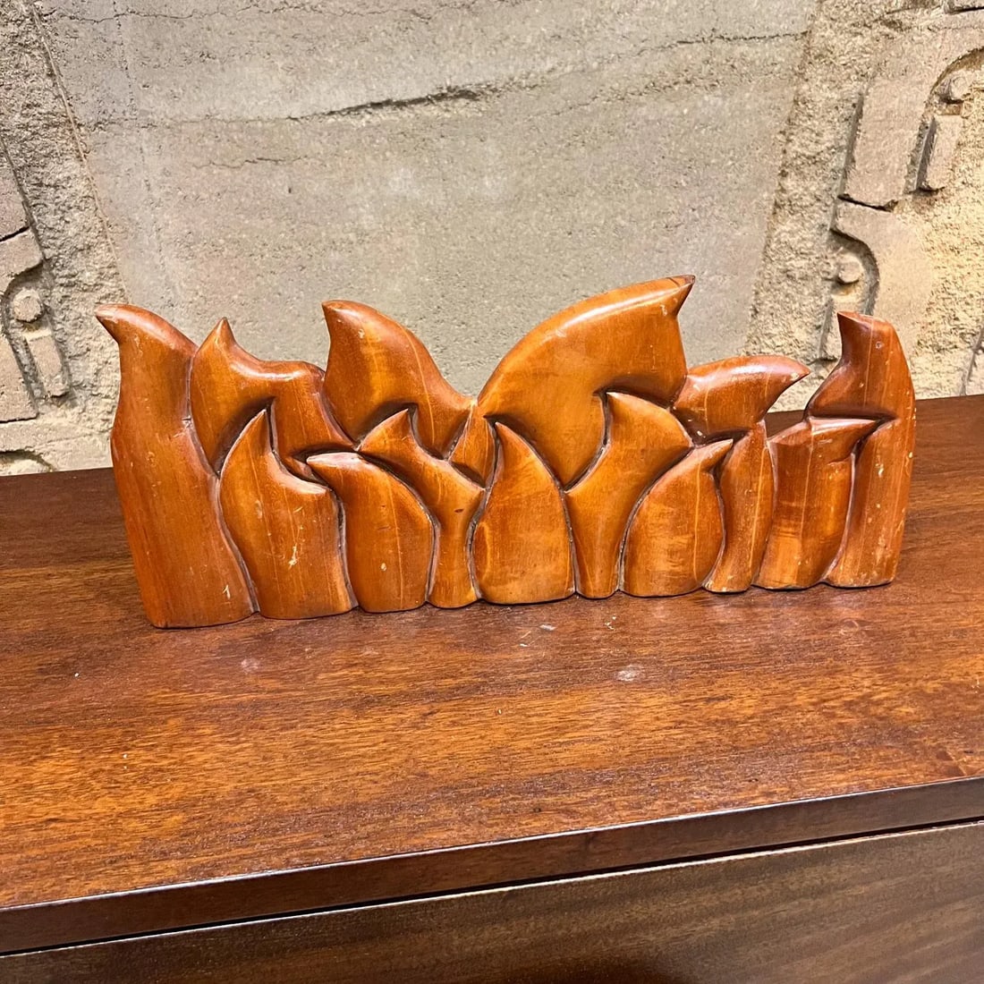 1999 Victor Rozo Last Supper Abstract Wood Sculpture Mexico Df - 2