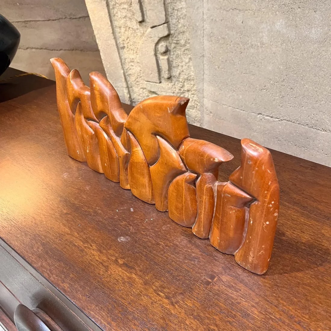 1999 Victor Rozo Last Supper Abstract Wood Sculpture Mexico Df - 3