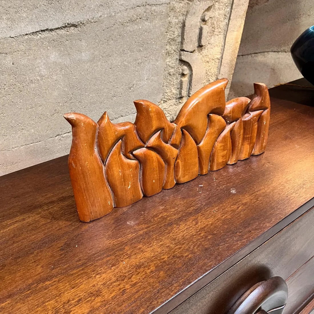 1999 Victor Rozo Last Supper Abstract Wood Sculpture Mexico Df - 5