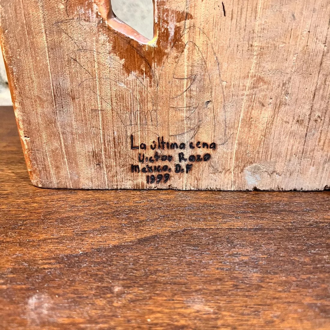 1999 Victor Rozo Last Supper Abstract Wood Sculpture Mexico Df - 8