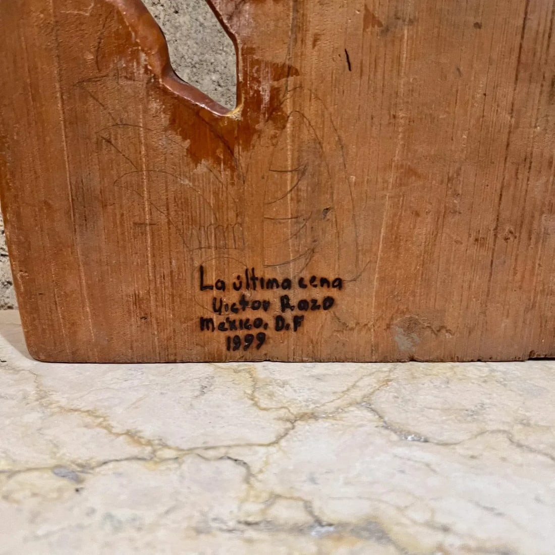 1999 Victor Rozo Last Supper Abstract Wood Sculpture Mexico Df - 9