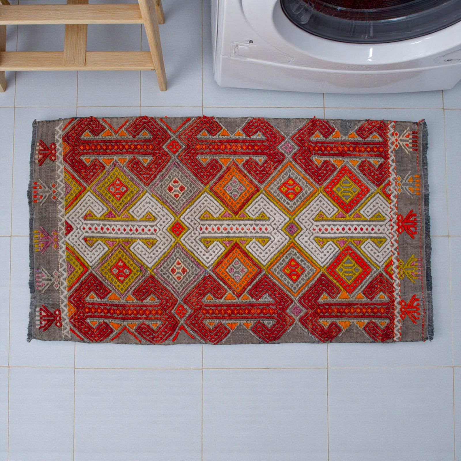 Hand-Made Braided Turkish Small Rug Jajim Kilim - 1"²7"³ Ã— 2"²9"³ - 3