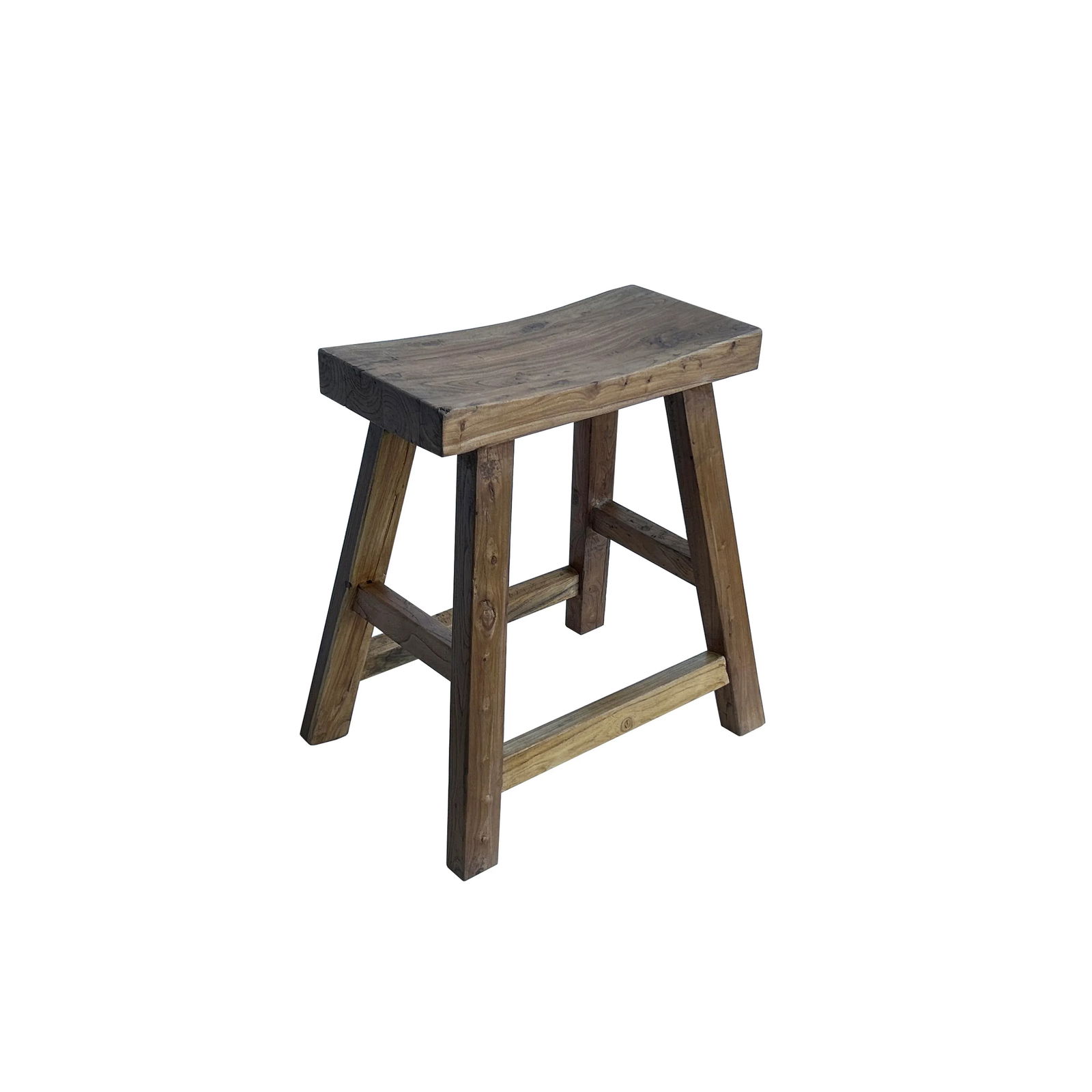 Rustic Raw Rough Wood Grain Rectangle Slim Stool Bench Side Table - 2
