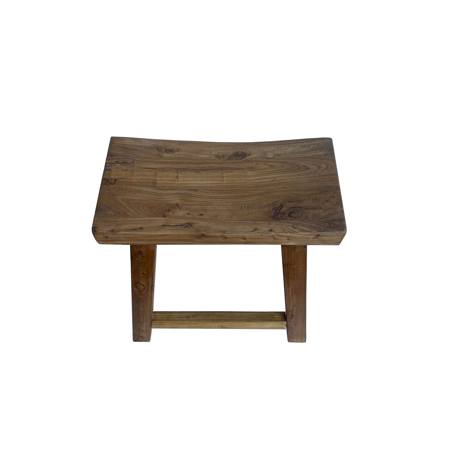 Rustic Raw Rough Wood Grain Rectangle Slim Stool Bench Side Table - 3