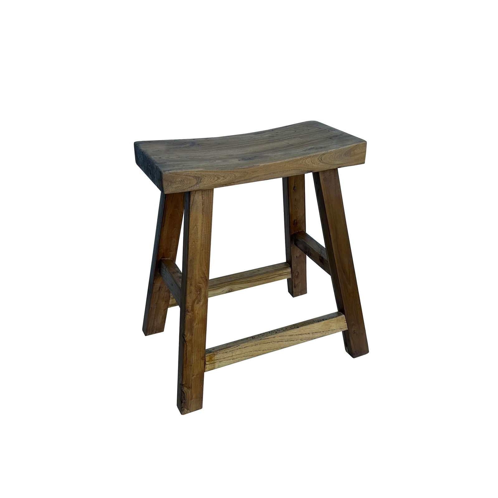 Rustic Raw Rough Wood Grain Rectangle Slim Stool Bench Side Table - 5