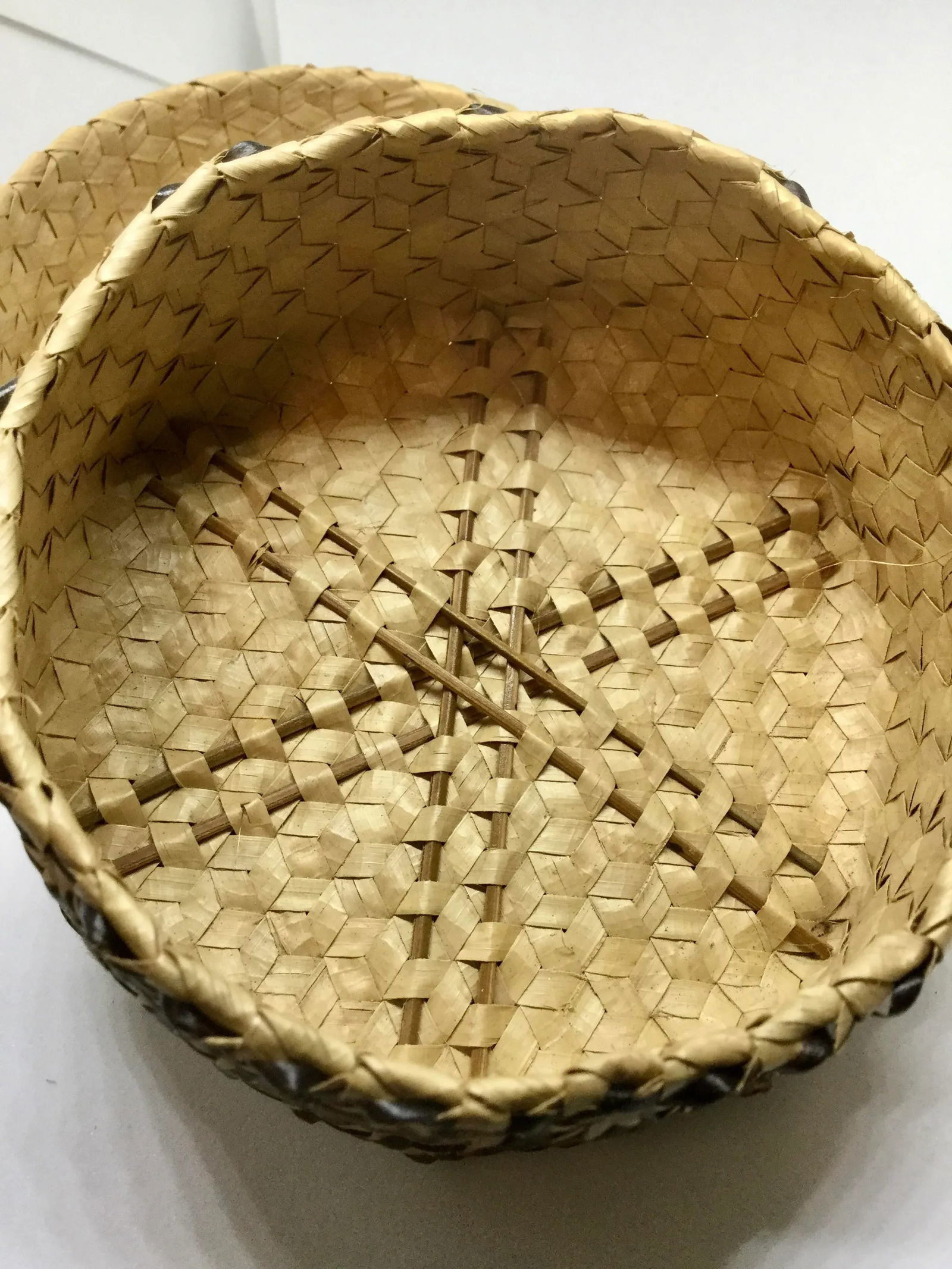 Vintage Covered Lidded Basket Box Circa 1890s - 12