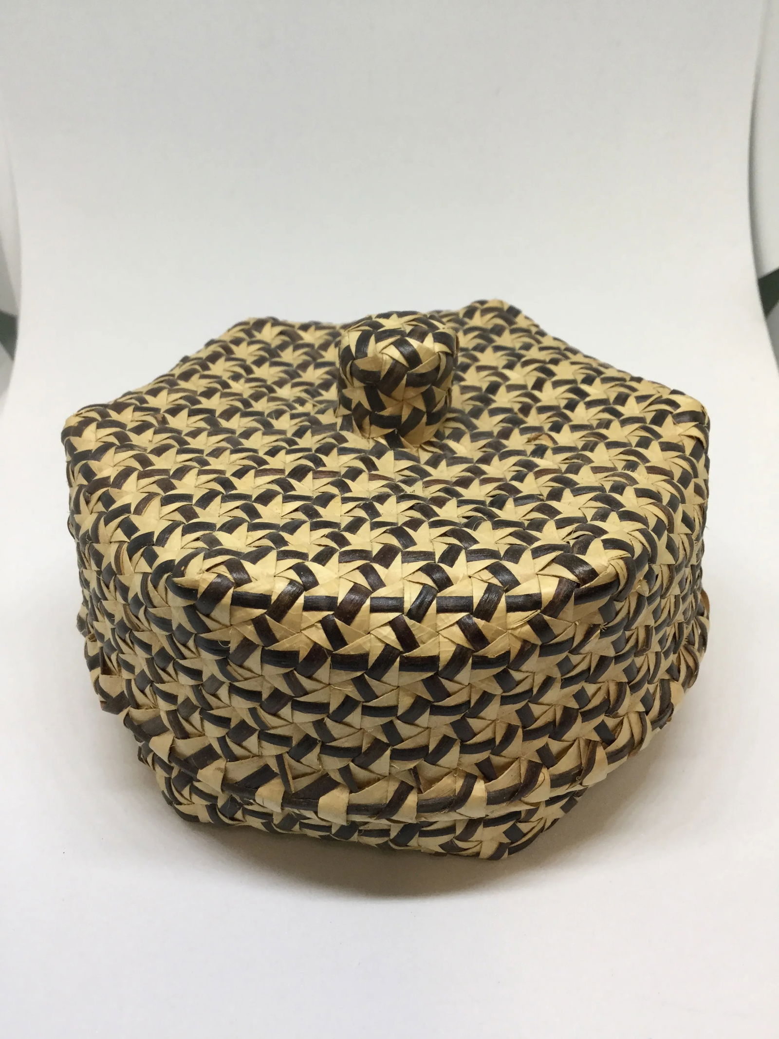 Vintage Covered Lidded Basket Box Circa 1890s - 13